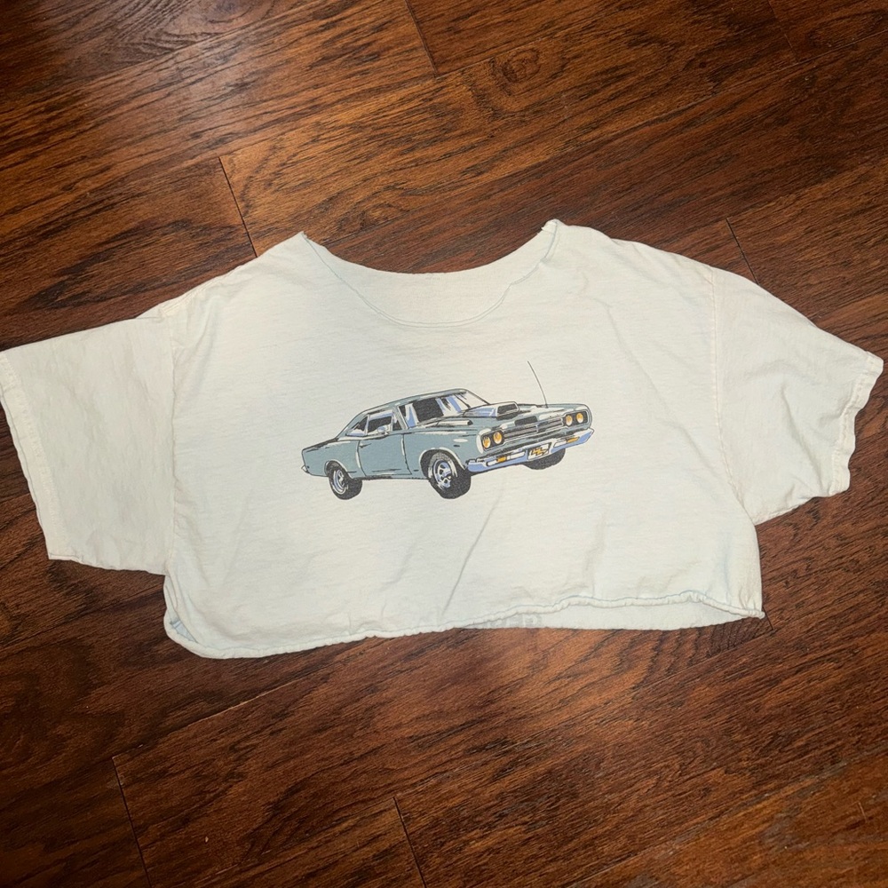 John Galt Brandy Melville Motor Show Car Cropped Shirt One Size